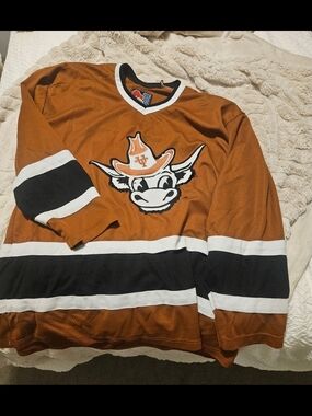 Match Orange and Black Hockey Jersey with Red Patch